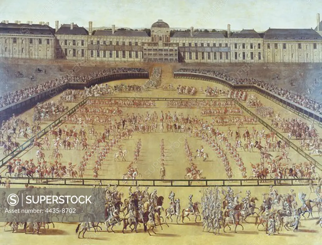 Parade organized by Louis XIV in the courtyard of Tuileries Palace. 5th June 1662. Oil on canvas. FRANCE. LE-DE-FRANCE. YVELINES. Versailles. National Museum of Versailles.