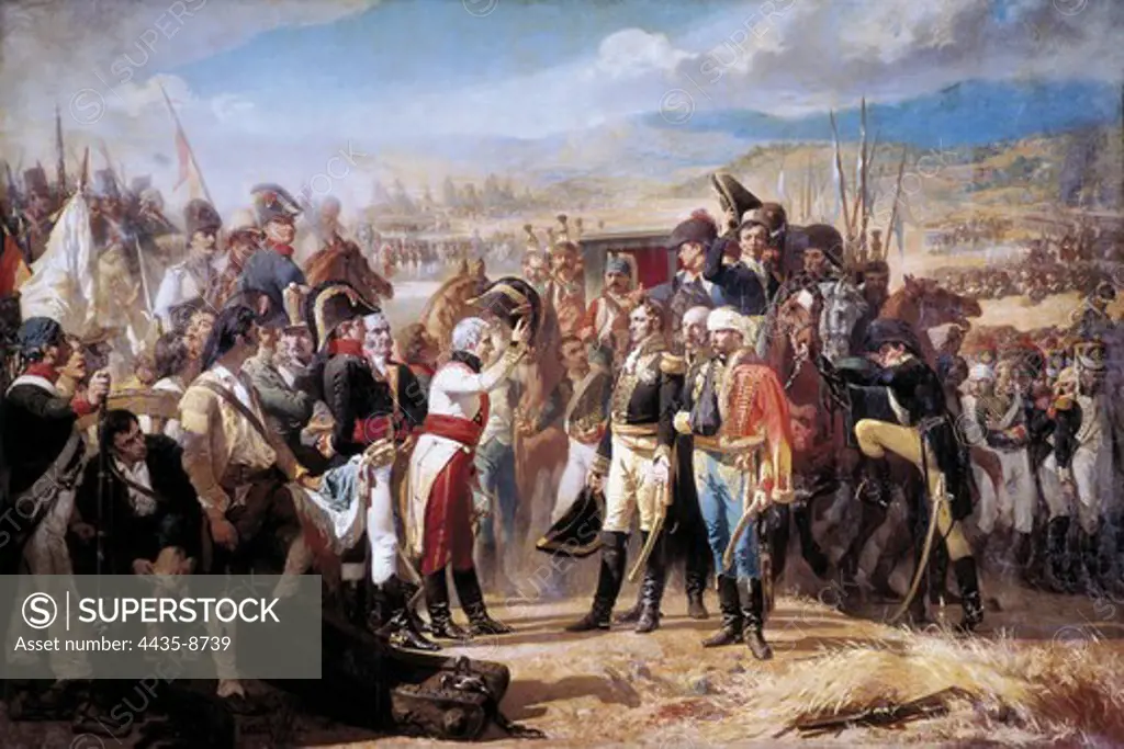 CASADO DEL ALISAL, Jos_ (1832-1886). Surrender of Bail_n. 1864. Central detail. Surrender of the French troops (19th July 1808) to the Spanish ones whose leader was General CastaÐos. Oil on canvas. SPAIN. MADRID (AUTONOMOUS COMMUNITY). Madrid. Prado Museum.