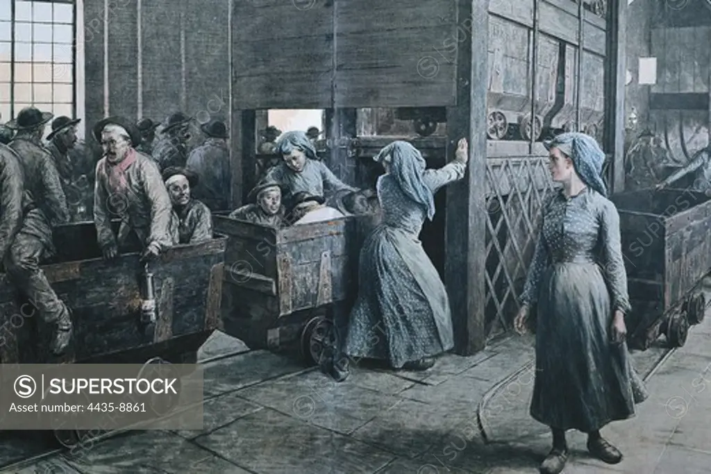 France (1903). Coal mine. Engraving.