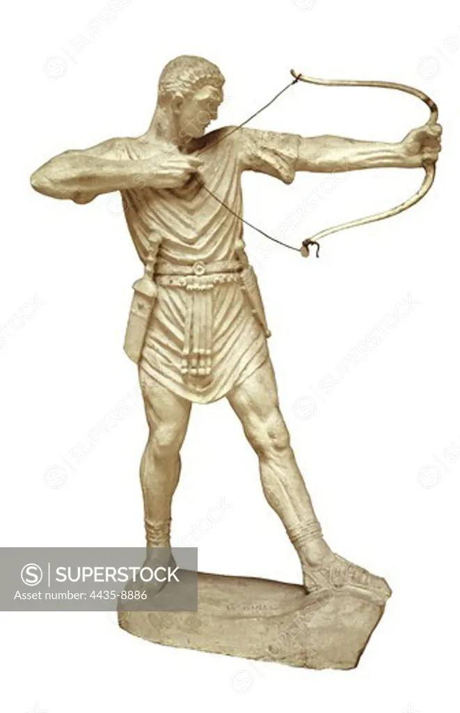 Rome. Roman archer. Sculpture. ITALY. LAZIO. Rome. Museum of Roman Civilization.