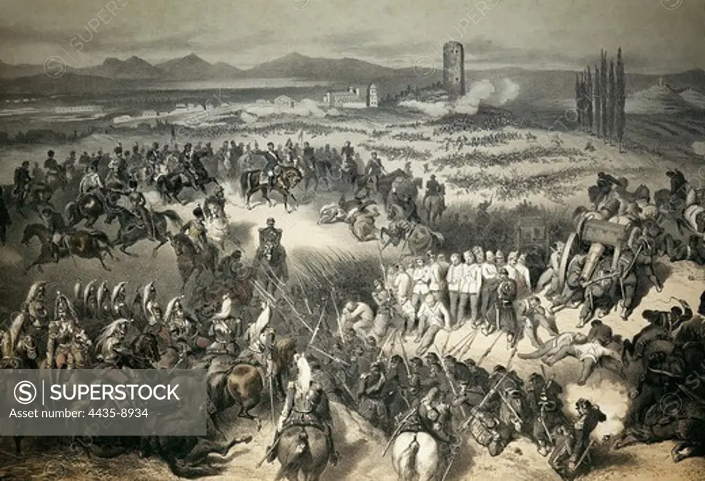 Italian Unification. Battle of Solferino (24th June 1859).