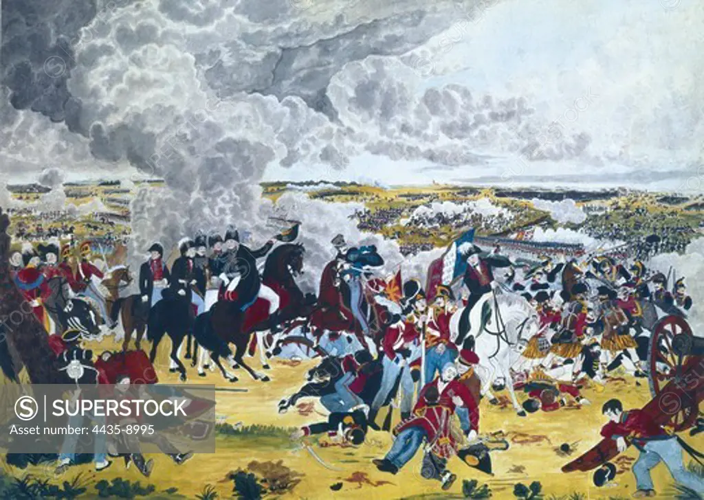 Battle of Waterloo (18th June 1815). Illustration by John Alkinson.