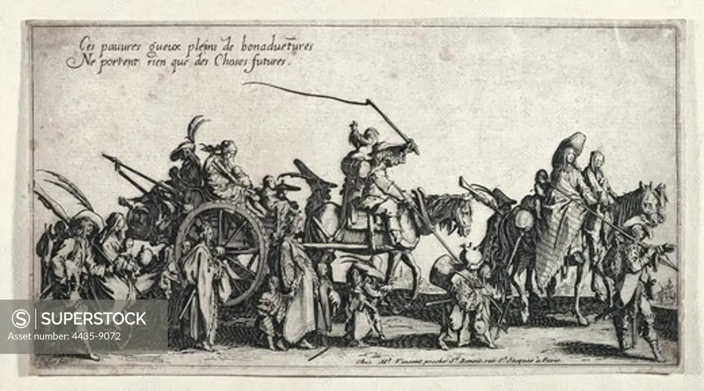 CALLOT, Jacques (1592-1635). The Rear Guard. 1621. Engraving.