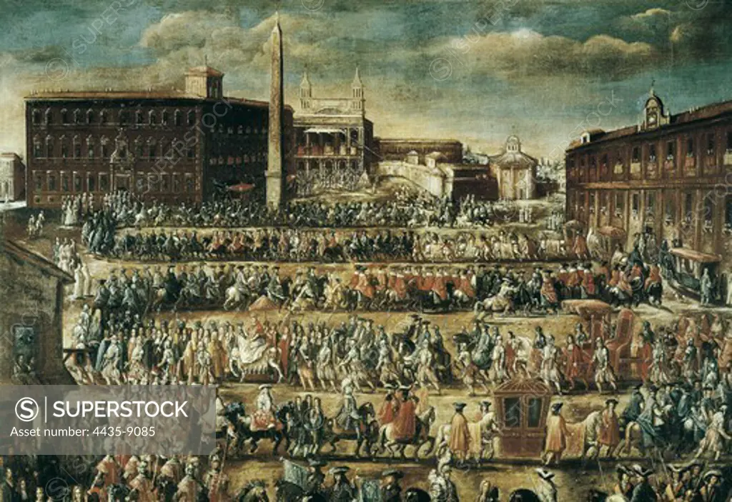 Festival on the occasion of the canonization of Pope Alexander VII (1655). Italian school. Painting. FRANCE. FRANCHE-COMTÄ. DOUBS. Besanon. Museum of Fine Arts and Archaeology.