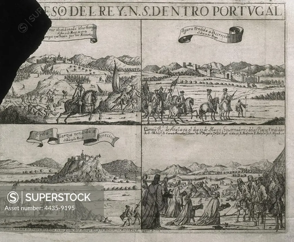 Spain (1704). War of the Spanish Succession. 'Progress of Our Lord the King in Portugal'. Etching. SPAIN. MADRID (AUTONOMOUS COMMUNITY). Madrid. National Library.