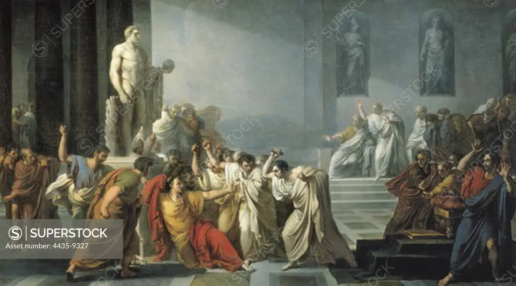CAMUCCINI, Vincenzo (1771-1844). The Death of Julius Caesar. 1793-1798. Neoclassicism. Oil on canvas. ITALY. CAMPANIA. Naples. National Museum of Capodimonte.