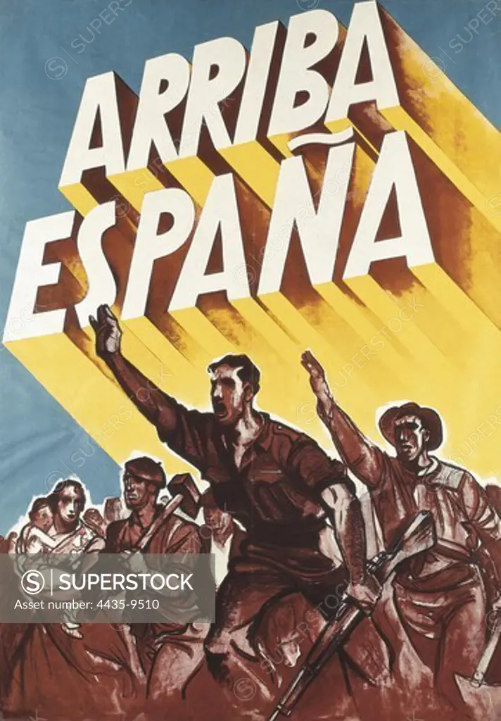 Spanish Civil War (1936-1939). 'Arriba Espa-a' (Up with Spain). Nationalist poster.