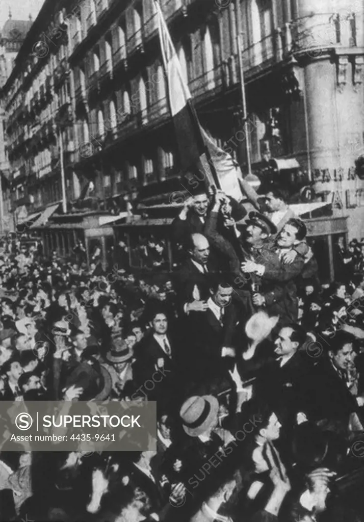 SPAIN. Madrid. Spain. 2nd Republic (1931-1936). Proclamation of the Republic in Puerta del Sol (14th April, 1931).