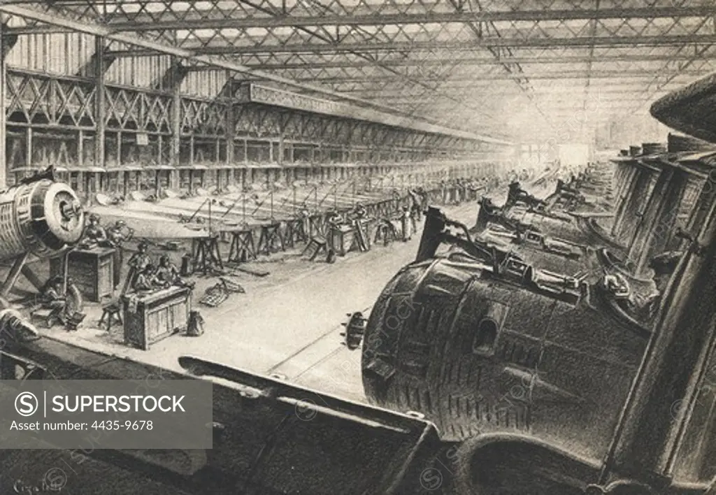 First World War (1914-1918). Aircraft factory (July 1918).