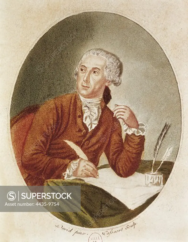 Lavoisier, Antoine-Laurent (1743-1794). French chemist. Established the composition of the water and the basis of bioenergetics. Litography. FRANCE. LE-DE-FRANCE. Paris. Mus_e Carnavalet (Carnavalet Museum).
