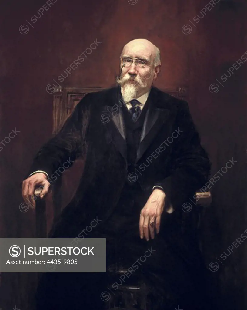 ECHEGARAY, Jos_ de (1832-1916). Spanish writer and politician. Nobel Prize in Literature in 1904. Portrait of Jose de Echegaray. Oil on canvas. SPAIN. MADRID (AUTONOMOUS COMMUNITY). Madrid. Banco de EspaÐa (Bank of Spain) Collection.