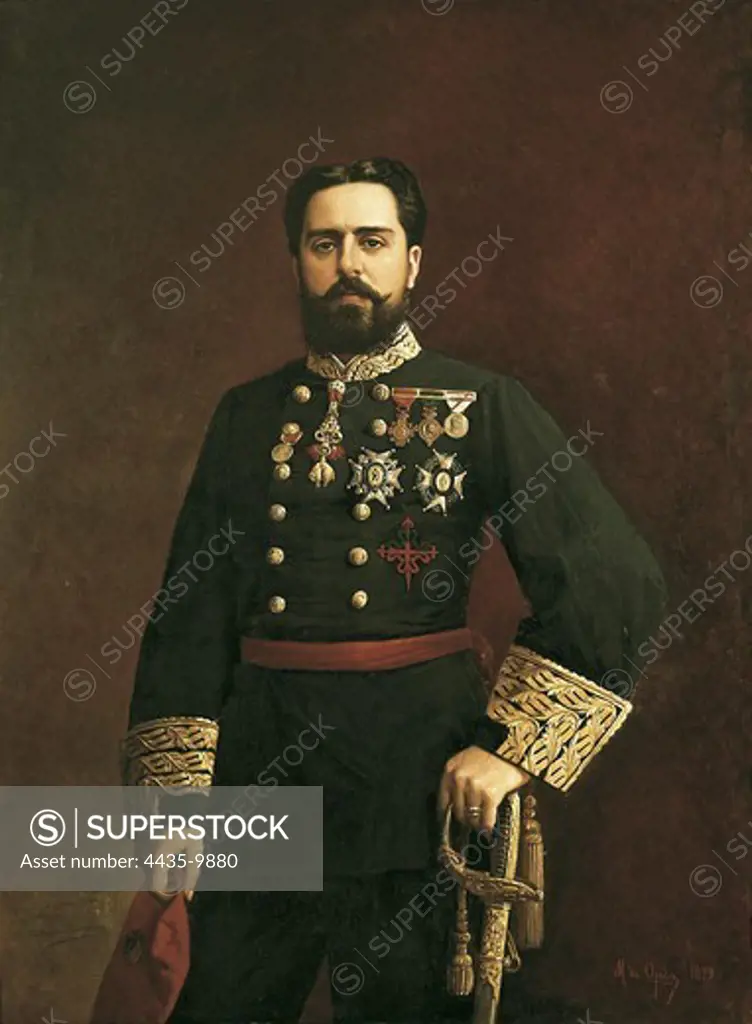 OJEDA, Manuel (19th c.). Portrait of Charles VII. 1879. Oil on canvas. SPAIN. LA RIOJA. SangÙesa. Carlist Circle.