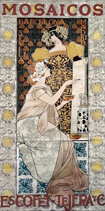 RIQUER, Alexandre de (1856-1920). Mosaics Escofet, Tejera and Co. 1902. Modernism. Engraving. SPAIN. CATALONIA. Barcelona. National Art Museum of Catalonia.