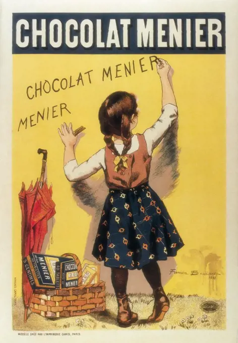 Advertisement sign for 'Chocolat Menier', 1893. Litography.