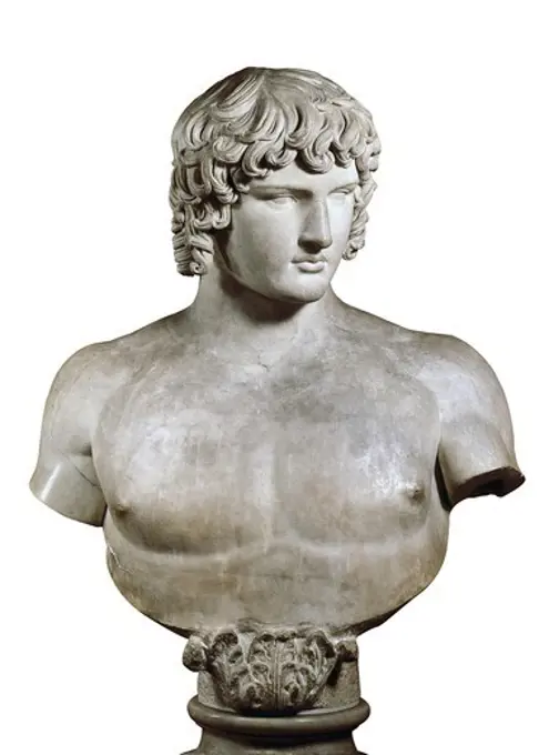 Antinous or Antinošs. 2nd c. BC. Roman art. Early Empire. Sculpture on marble. VATICAN CITY. Pius-Clementine Museum (Vatican Museums).