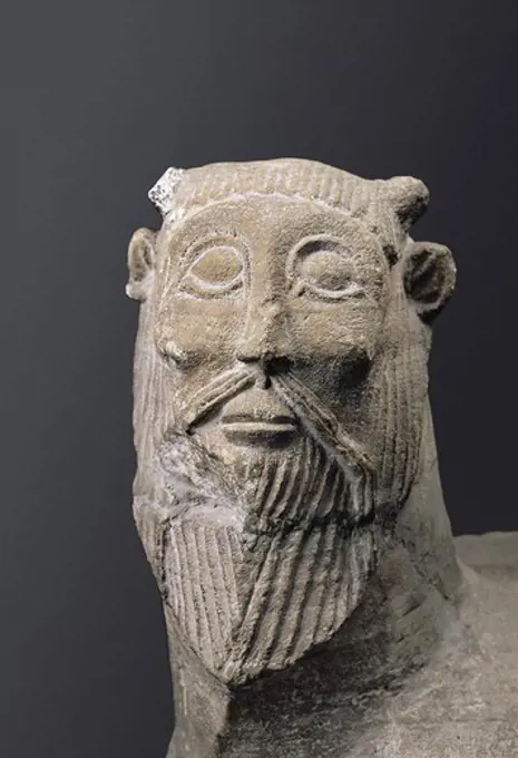 Monster of Balazote. 4th c. BC. Detail of the head. Iberian art. Sculpture on rock. SPAIN. MADRID (AUTONOMOUS COMMUNITY). Madrid. National Museum of Archaeology. Proc: SPAIN. CASTILE-LA MANCHA. ALBACETE. Balazote.