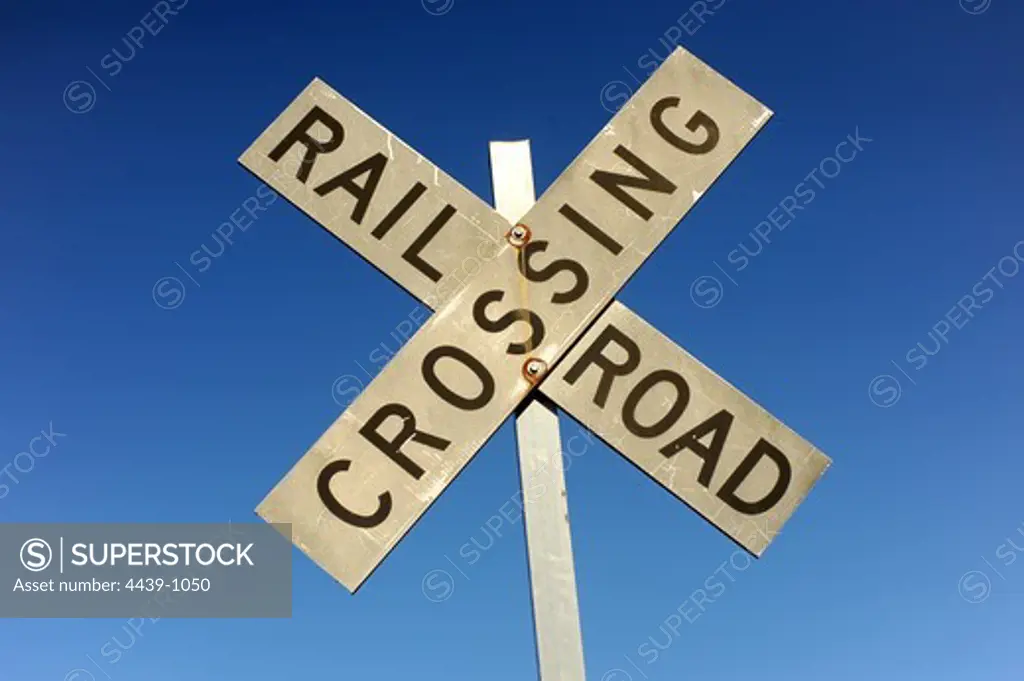 Close-up of a railroad crossing sign, Montague, Franklin County, Massachusetts, USA