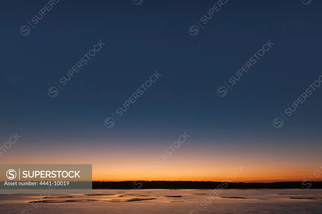 Sunset over St Lucia Estuary. Isimangaliso Wetland Park (Greater St Lucia Wetland Park). KwaZulu Natal. South Africa