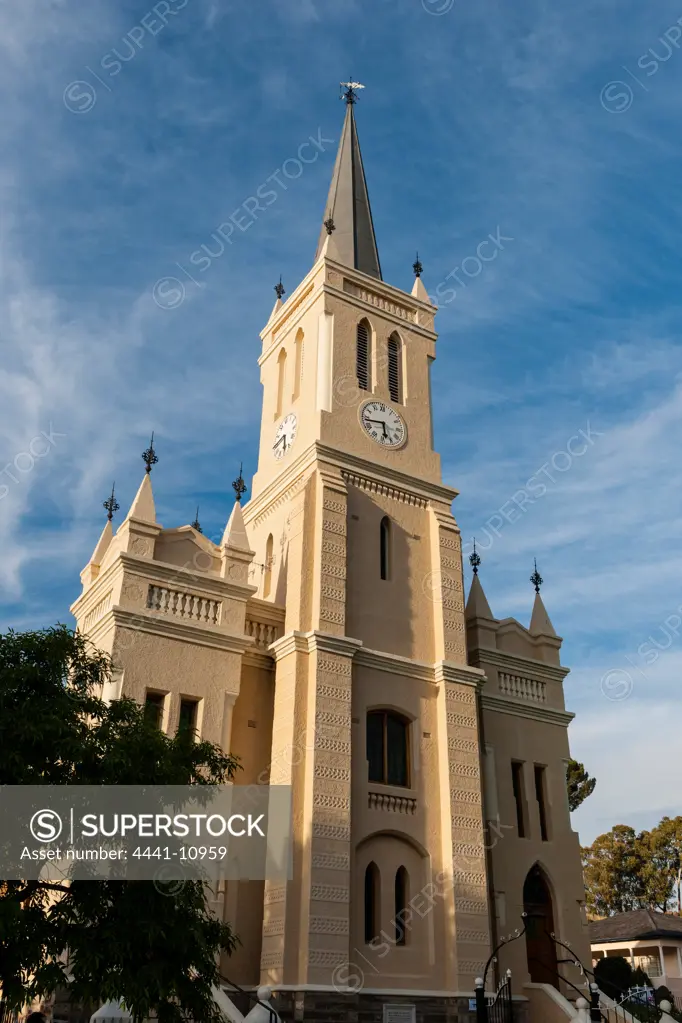 The Dutch Reformed Church building dates from 1847, with a tower completed in 1909. It celebrated a centenary in 2009. Richmond. Central Karoo region of the Northern Cape Province. South Africa.