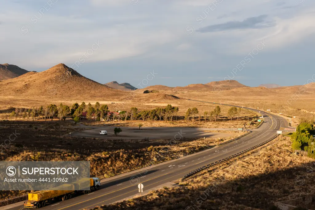 The N2 highway at Richmond. Central Karoo region of the Northern Cape Province. South Africa. The naming of the town originated in the desire of the townsfolk to honour the then new Governor of the Cape, Sir Peregrine Maitland, who took office in 1844.