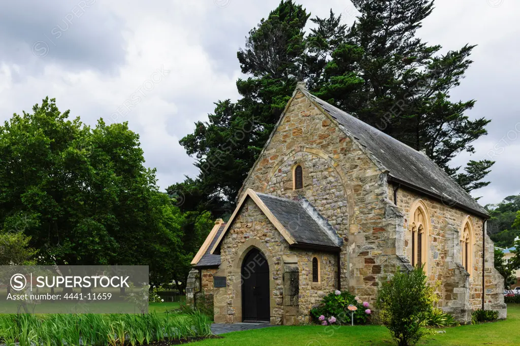St GeorgeÍs Anglican  Church.  The first Church to be build in Knysna. Building began in 1849 and it was consecrated by Robert Gray on the 3rd October 1855. John Rex, son of George Rex laid the foundation stone. Knysna. Western Cape. South Africa