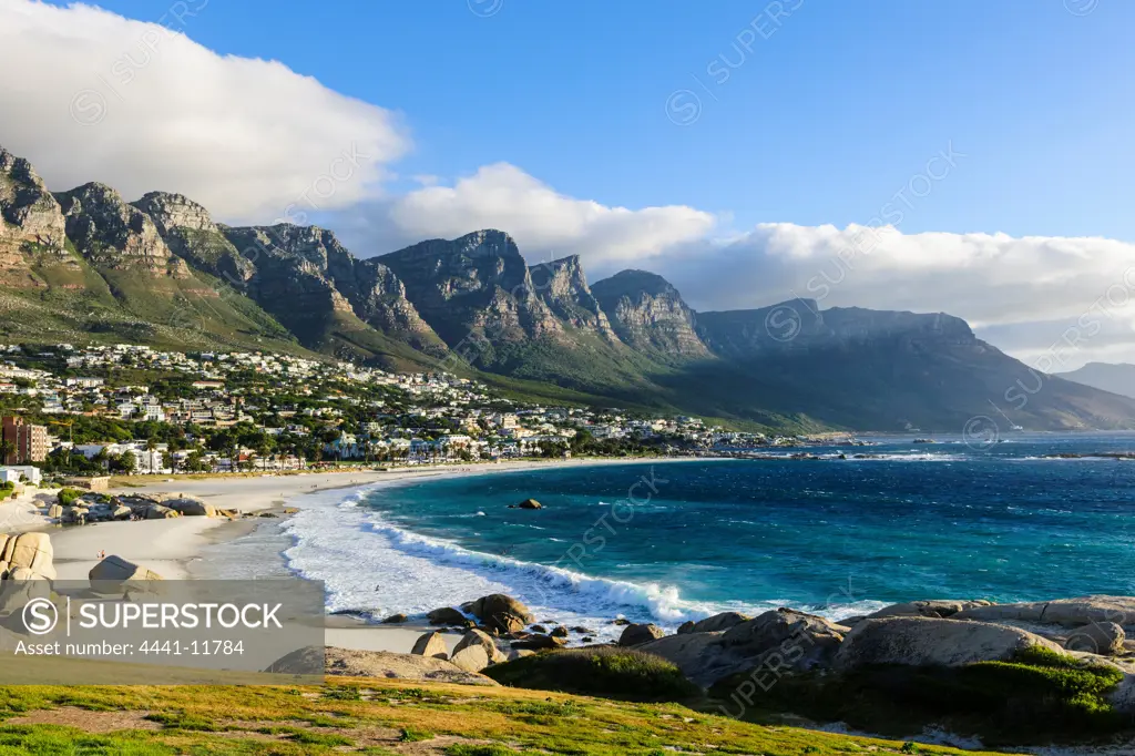 View of the 12 Apostles and Camps Bay. Cape Town. Western Cape. South Africa