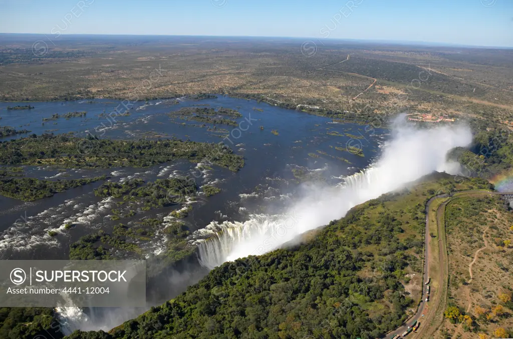 Aerial view of Victoria Falls and Batoka Gorge.  Zimbabwe
