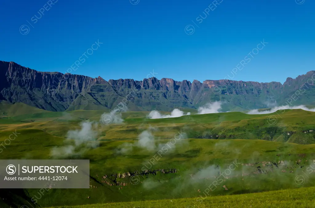 Drakensberg Scenery in the Cathedral Peak region of the Ukhahlamba Drakensberg Park. KwaZulu Natal. South Africa.