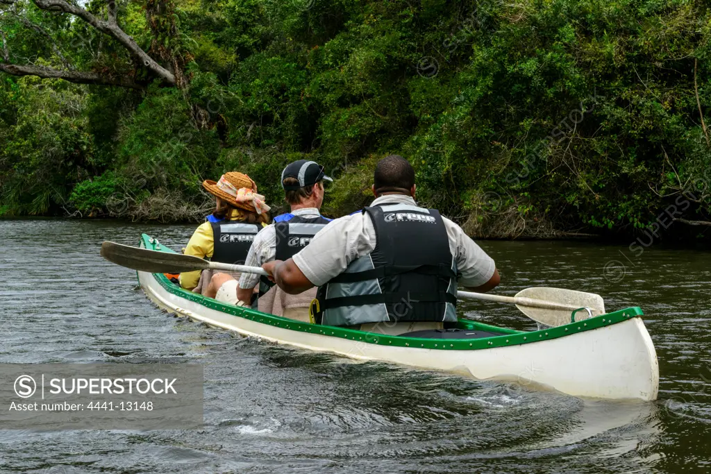 Guests from Kosi Forest Lodge canoeing. Kosi Bay. KwaZulu Natal. South Africa
