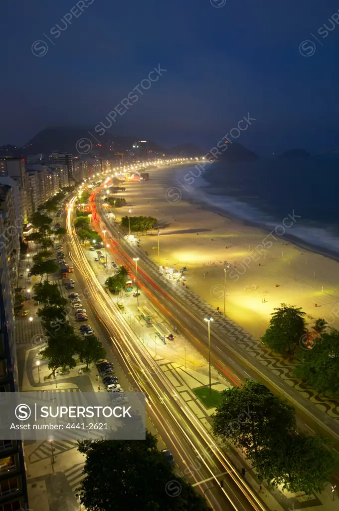 Copacabana Beach at night. Rio de Janeiro. Brazil