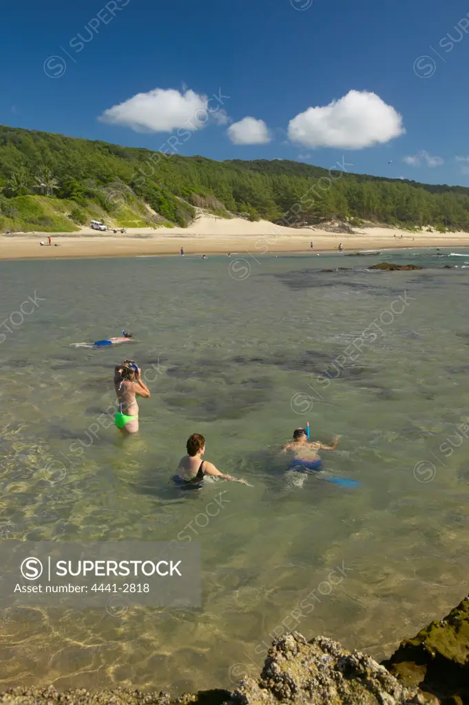 Tourists swimming. Cape Vidal. Greater St Lucia Wetland Park. kwaZulu-Natal. South Africa