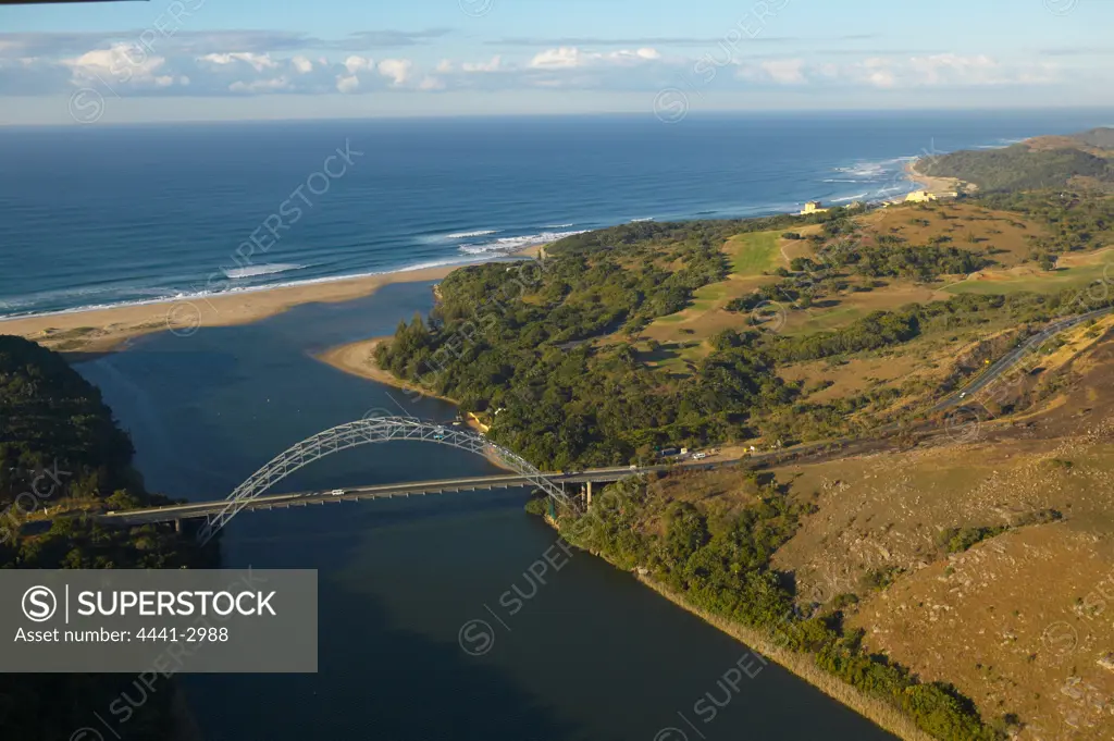 Aerial view of the Umtamvuma River. South Coast. KwaZulu-Natal. South africa.
