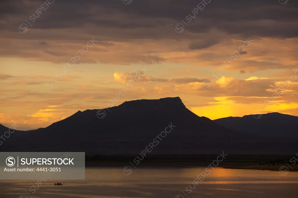 View over the dam at sunset. Graaff Reinet. Eastern Cape. South Africa