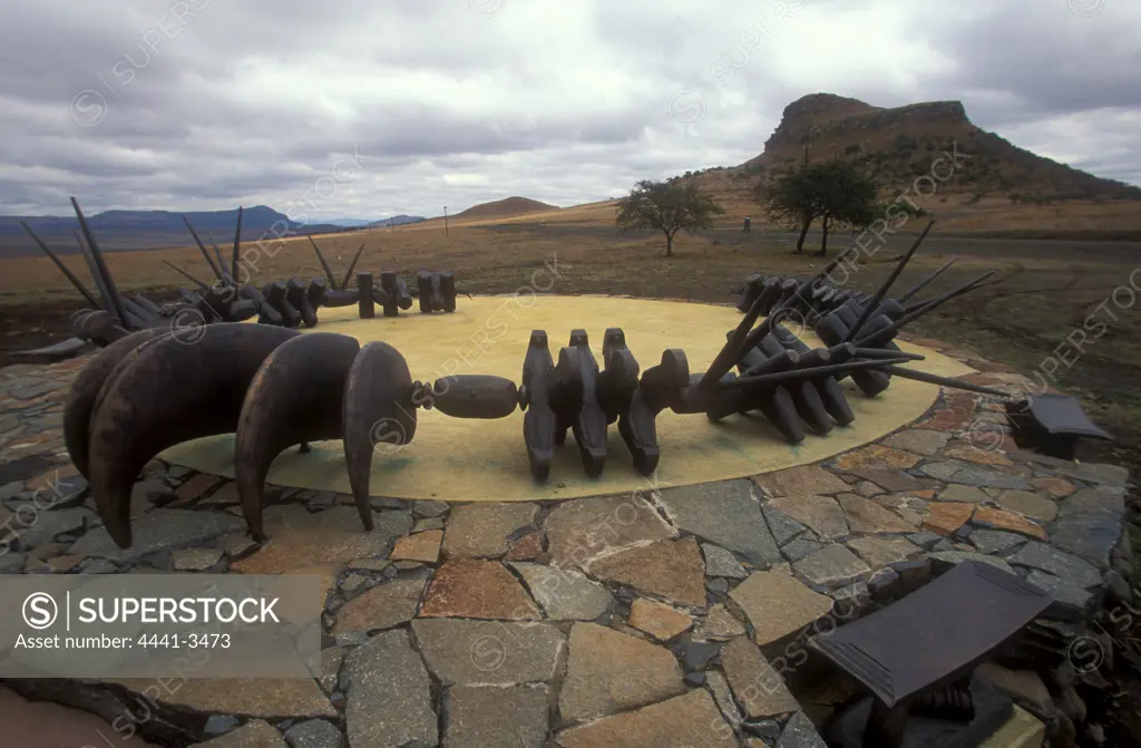 Memorial to the Zulu warriors. Isandlwana Battlefield. Near Nqutu. KwaZulu Natal, South Africa.