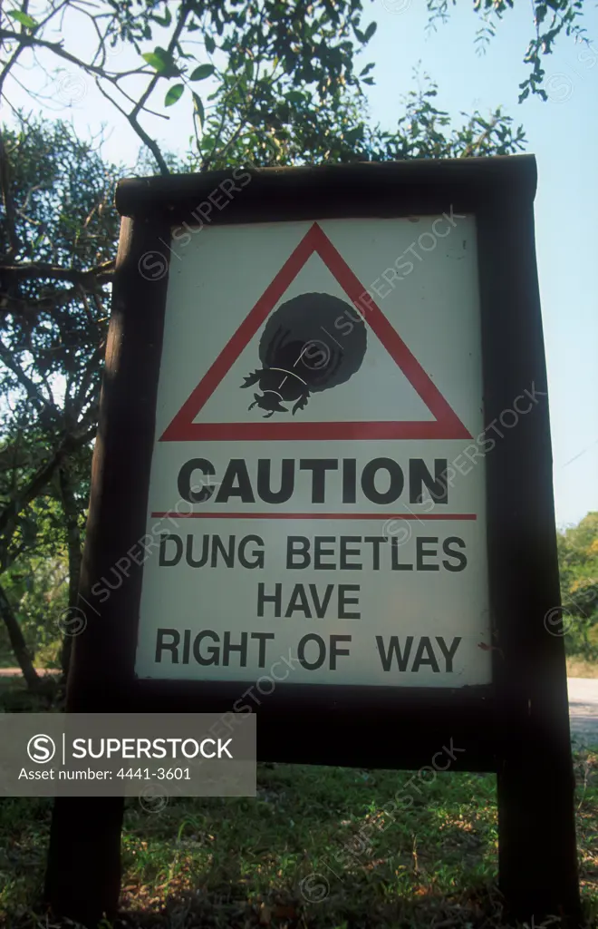 Warning sign in Ndumu Game Reserve. KwaZulu-Natal. South Africa