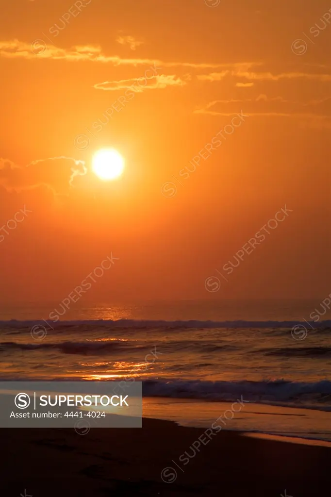 Sunrise over Indian Ocean. St Lucia Estuary. Greater St Lucia Wetland Park. KwaZulu-Natal. South Africa