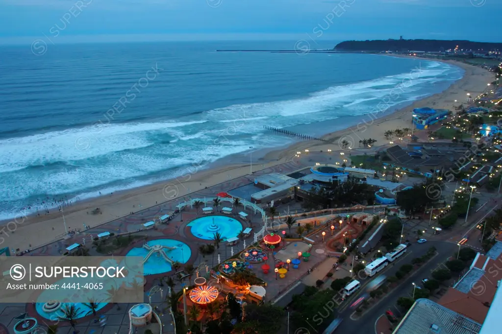 Beachfront and view towards harbour mouth. Durban. KwaZulu-Natal. South Africa