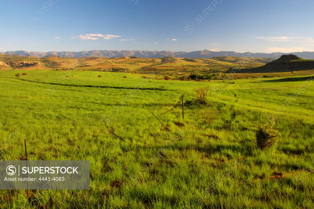 Rural Scene. Near Fouriesburg. Eastern Free State. South Africa. View towards the Maluti Mountains and Lesotho.