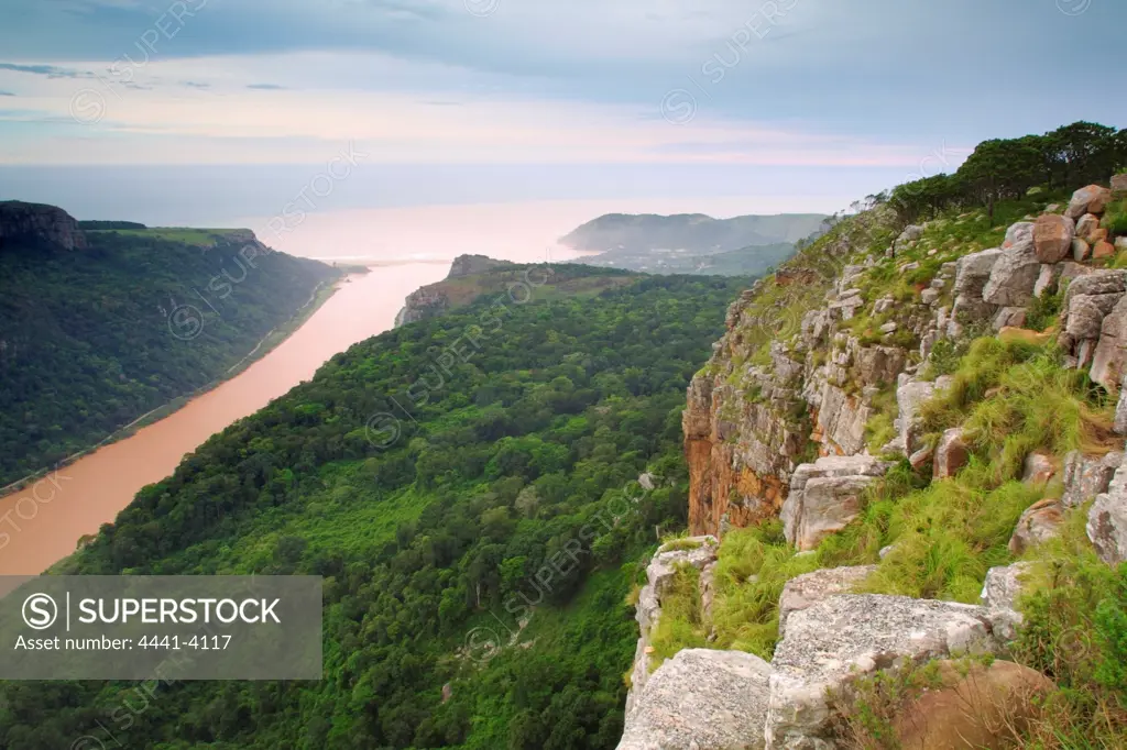 View of Mzimvubu River and Port St Johns. Wild Coast. Eastern Cape. South Africa
