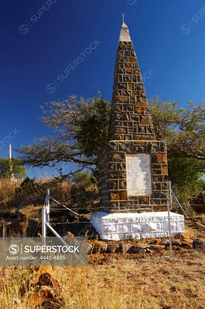 Anglo Boer War memorial to the Devonshire Regiment on Wagon Hill near Ladysmith. kwaZulu-Natal. South Africa