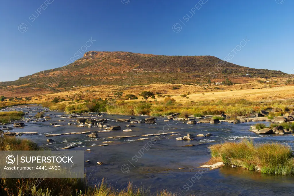 The Buffalo River with the Oscarberg behind. Near Fugitive's Drift. Dundee Area. kwaZulu-Natal. South Africa