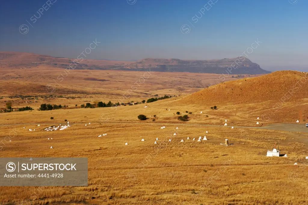 View over the battlefield of Isandlwana from the mountain. Near Nqutu. kwaZulu-Natal. South Africa