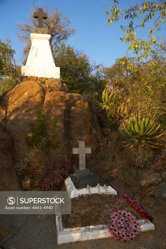 The graves of Lt. Melvill and Coghill who died trying to save the Queen's colour at Fugitive's Drift during the Anglo Zulu War of 1879. Near Dundee. kwaZulu-Natal. South Africa
