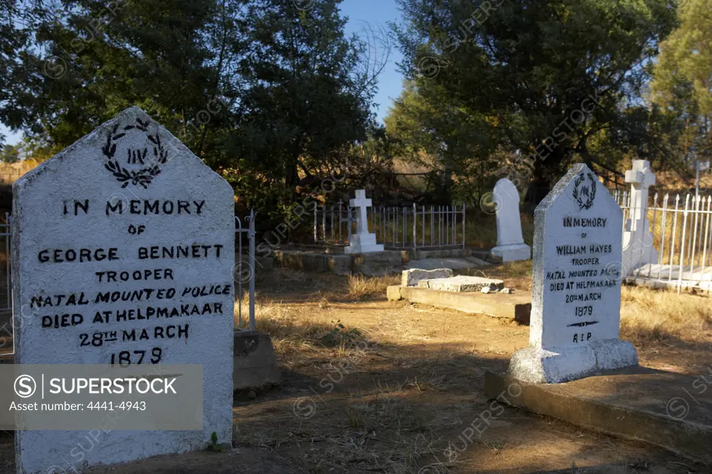 A British military cemetery for those who fell at the Battle of Helpmekaar during the Anglo Boer War1899-1902. kwaZulu-Natal. South Africa