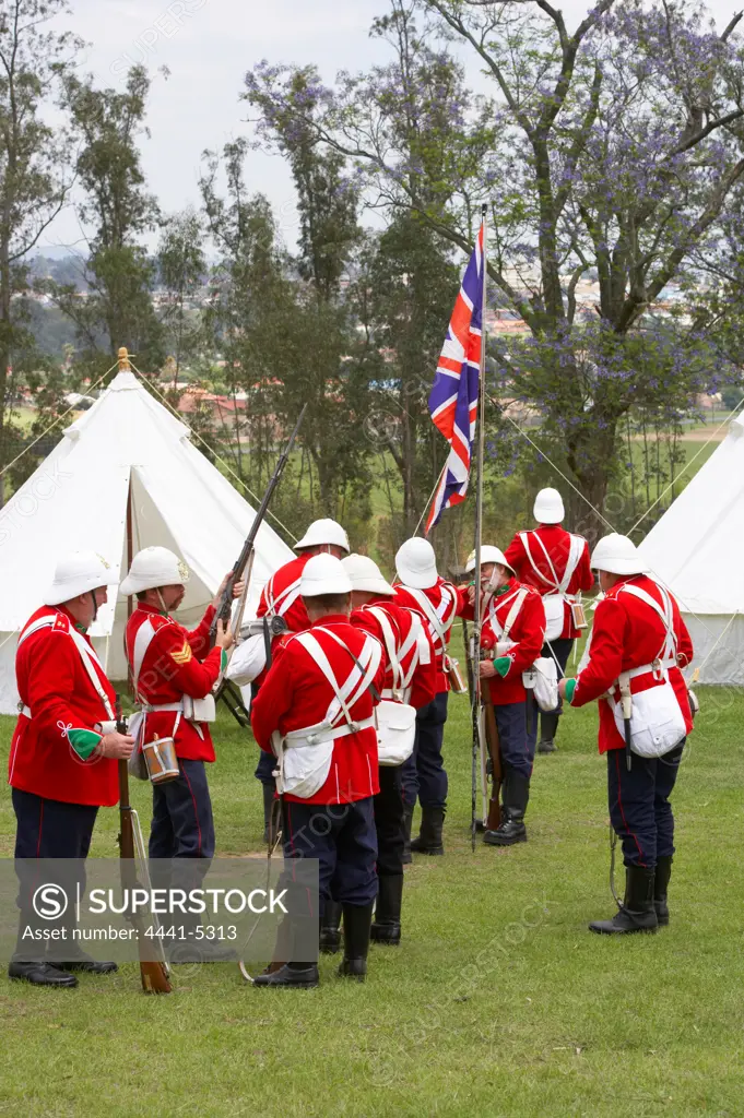 British soldiers at the reenactment of the Battle of Talana. Dundee. KwaZulu Natal. South Africa