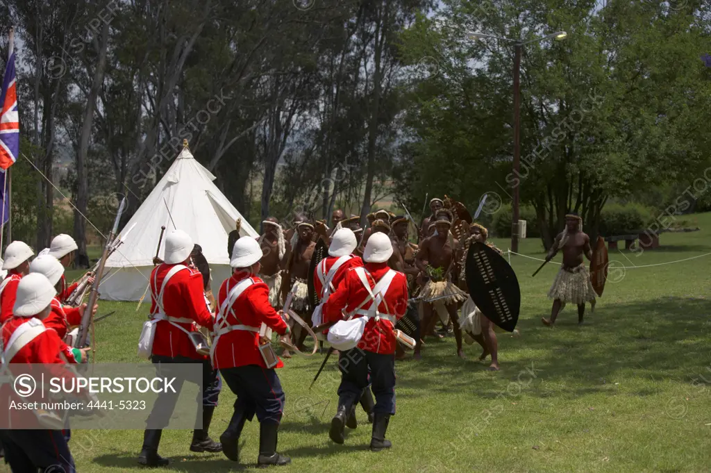 British soldiers at the reenactment of the Battle of Talana. Dundee. KwaZulu Natal. South Africa