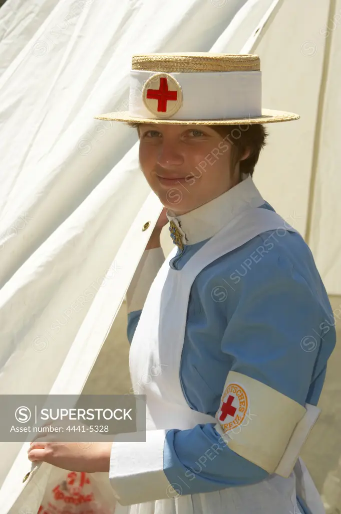 Boer nurse at the reenactment of the Battle of Talana. Dundee. KwaZulu Natal. South Africa