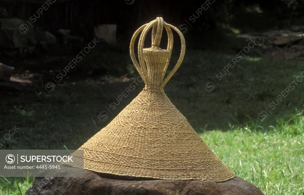 Traditional Basotho hat woven from grass, Basotho Cultural Village, QwaQwa, Eastern OFS, South Africa