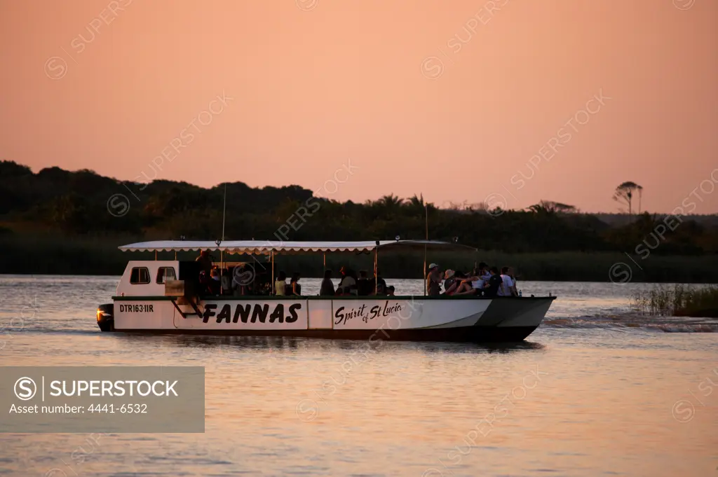 Cruise boat. Greater St Lucia Wetland Park. KwaZulu Natal. South Africa