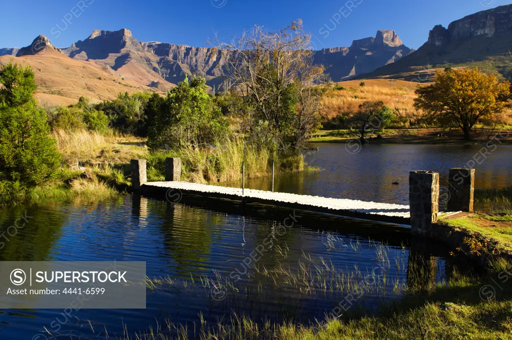 Royal Natal National Park with the Amphitheatre in the background. uKhahlamba Drakensberg Park.  KwaZulu Natal. South Africa
